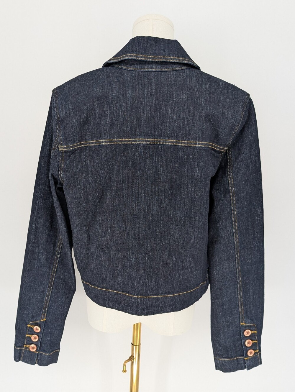 Cabi Johnny Jacket Notch Collar Dark Denim Jeanc Jacket | Size M | Indigo #4681 - Picture 7 of 14